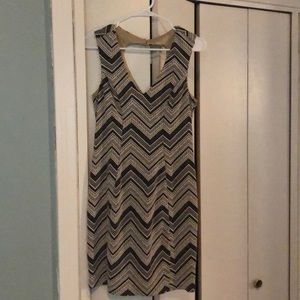 Black and white, short, patterned, fitted dress